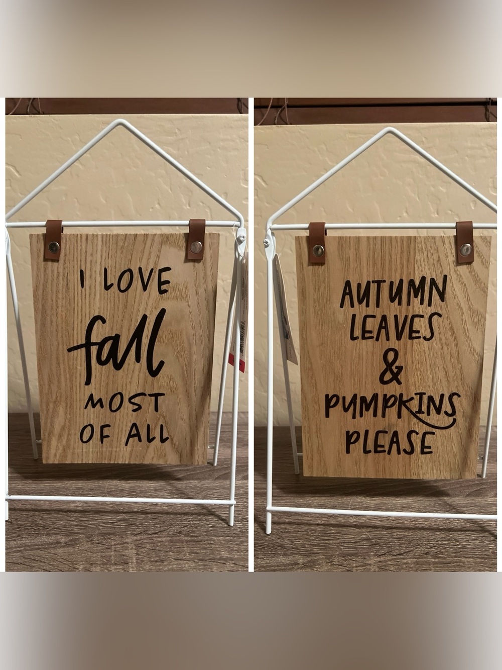Target Bullseye Two Sided Hanging Sign Fall Autumn Leaves Wood Metal NWT